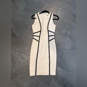 Michael Kors White and Black Midi Dress